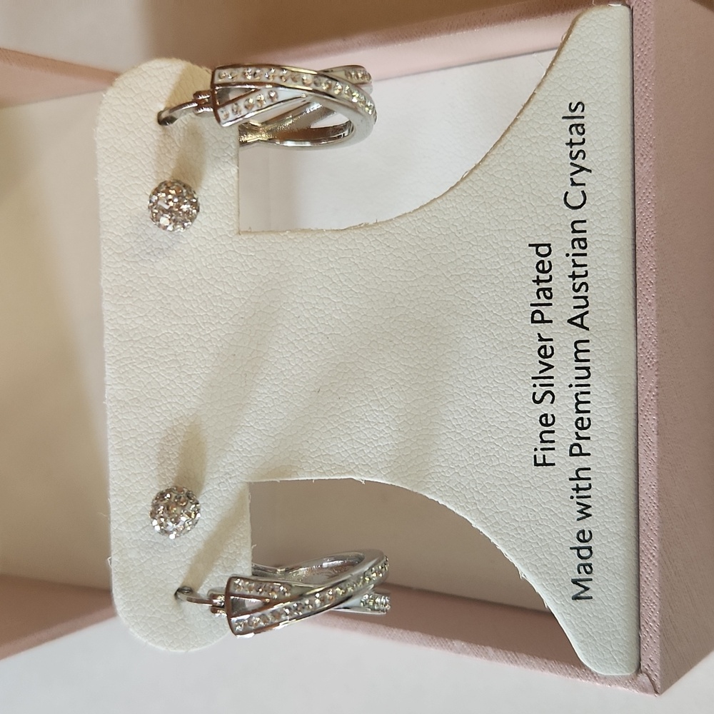 🆕️ Sofia James Fine Silver Plated Earrings Made With Austrian Crystals NWT